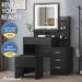 ALFORDSON Dressing Table Stool Set LED Makeup Mirror Vanity Desk Cabinet Black. Available at Crazy Sales for $199.95