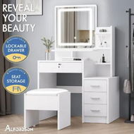 Detailed information about the product ALFORDSON Dressing Table Stool Set LED Makeup Mirror Vanity Desk Cabinet White