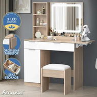Detailed information about the product ALFORDSON Dressing Table Stool Set LED Vanity Desk Makeup Mirror Drawers Oak