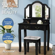 Detailed information about the product ALFORDSON Dressing Table Stool Set Makeup Foldable Mirror Vanity Desk Black