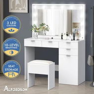 Detailed information about the product ALFORDSON Dressing Table Stool Set Makeup Mirror Desk 12 LED Bulbs White