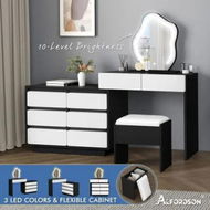 Detailed information about the product ALFORDSON Dressing Table Stool Set Makeup Mirror Desk LED 8 Drawers Black White