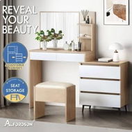 Detailed information about the product ALFORDSON Dressing Table Stool Set Makeup Mirror Desk Storage Cabinet Wood