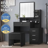 Detailed information about the product ALFORDSON Dressing Table Stool Set Makeup Mirror Vanity Desk Cabinet Black