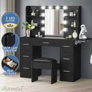 Detailed information about the product ALFORDSON Dressing Table Stool Set Makeup Mirror Vanity Desk LED Bulbs Black