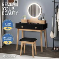 Detailed information about the product ALFORDSON Dressing Table Stool Set Makeup Mirror Vanity Desk LED Light Black