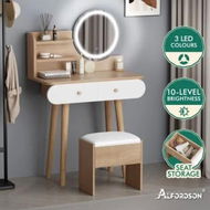 Detailed information about the product ALFORDSON Dressing Table Stool Set Makeup Mirror Vanity LED Light Wood