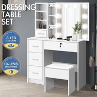 Detailed information about the product ALFORDSON Dressing Table Stool Set Makeup Storage Desk LED 10 Bulbs White