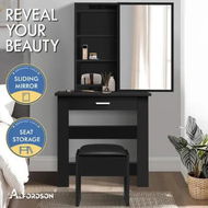 Detailed information about the product ALFORDSON Dressing Table Stool Set Sliding Makeup Mirror Vanity Desk Black