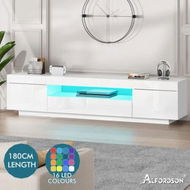 Detailed information about the product ALFORDSON Entertainment Unit 180cm TV Cabinet Stand LED Light Gloss White