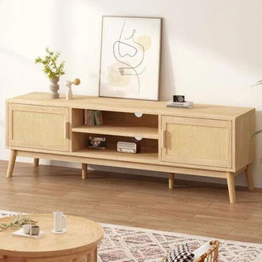 ALFORDSON Entertainment Unit TV Cabinet Stand 160cm Rattan Oak