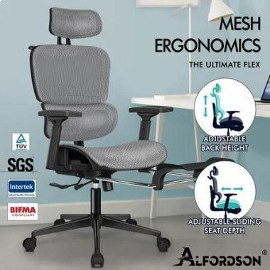 ALFORDSON Ergonomic Office Chair Mesh Executive Racing Computer Seat Black Grey