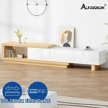 ALFORDSON Extendable TV Cabinet Entertainment Unit 190-280cm Stand Storage Wood