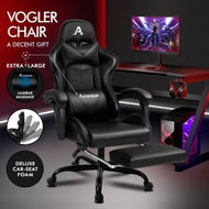 Detailed information about the product ALFORDSON Gaming Chair Office Executive Racing Footrest Seat Leather All Black