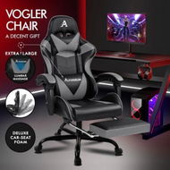 Detailed information about the product ALFORDSON Gaming Chair Office Executive Racing Footrest Seat PU Leather Grey