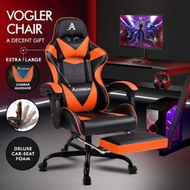 Detailed information about the product ALFORDSON Gaming Chair Office Executive Racing Footrest Seat PU Leather Orange