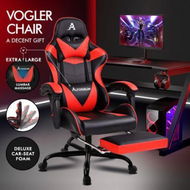 Detailed information about the product ALFORDSON Gaming Chair Office Executive Racing Footrest Seat PU Leather Red