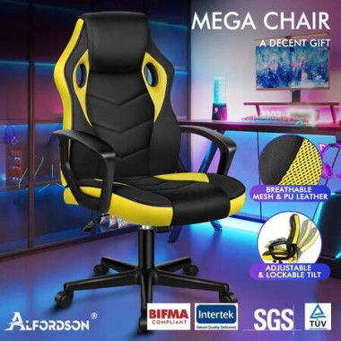 ALFORDSON Gaming Chair Office Executive Yellow