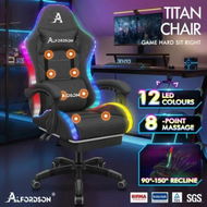 Detailed information about the product ALFORDSON Gaming Chair Office Massage 12 RGB LED Computer Seat Fabric Dark Grey