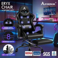 Detailed information about the product ALFORDSON Gaming Chair Office Massage Computer Racing Seat PU Leather Black