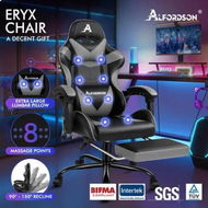 Detailed information about the product ALFORDSON Gaming Chair Office Massage Computer Racing Seat PU Leather Grey