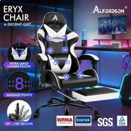 Detailed information about the product ALFORDSON Gaming Chair Office Massage Computer Racing Seat PU Leather White