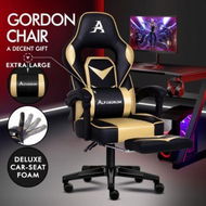 Detailed information about the product ALFORDSON Gaming Chair Office Seat Thick Padding Footrest Executive Racing Gold