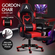 Detailed information about the product ALFORDSON Gaming Chair with Lumbar Massage Racing Office Gordon - Black & Red