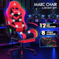 Detailed information about the product ALFORDSON Gaming Office Chair 12 RGB LED Massage Computer Seat Footrest Red