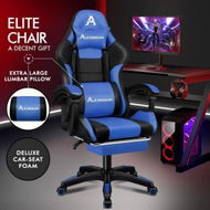 Detailed information about the product Alfordson Gaming Office Chair Extra Large Pillow Racing Executive Footrest Seat Black & Blue.