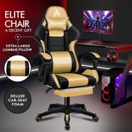 Detailed information about the product Alfordson Gaming Office Chair Extra Large Pillow Racing Executive Footrest Seat Black & Gold.