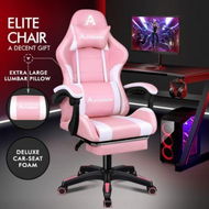 Detailed information about the product Alfordson Gaming Office Chair Extra Large Pillow Racing Executive Footrest Seat Pink & White.