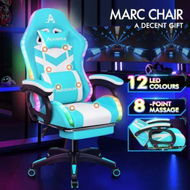 Detailed information about the product ALFORDSON Gaming Office Chair Massage 12 RGB LED Computer Seat Footrest