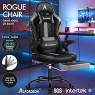 Detailed information about the product ALFORDSON Gaming Office Chair Massage Computer Footrest Leather Black & Grey