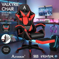 Detailed information about the product ALFORDSON Gaming Office Chair Massage Computer Footrest Seat Leather Black & Red