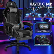 Detailed information about the product ALFORDSON Gaming Office Chair Massage Racing Computer Seat Footrest Leather Grey