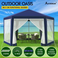 Detailed information about the product ALFORDSON Gazebo 2x2m Outdoor Camping Marquee Canopy Mesh Wall Portable Blue