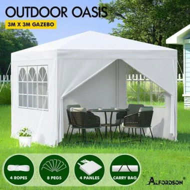 ALFORDSON Gazebo 3x3 Outdoor Wedding Party Tent Camping Portable Side Wall White