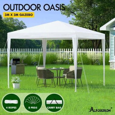 ALFORDSON Gazebo 3x3 Outdoor Wedding Party Tent Camping Shelter Portable White