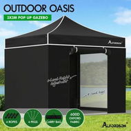 Detailed information about the product ALFORDSON Gazebo 3x3m Pop Up Marquee 600D Oxford Folding Camping Tent Black