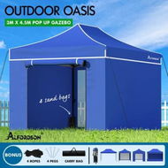 Detailed information about the product ALFORDSON Gazebo 3x4.5 Pop Up Marquee Blue