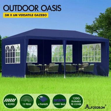 ALFORDSON Gazebo 3x6m Outdoor Wedding Camping Marquee Canopy Portable Blue