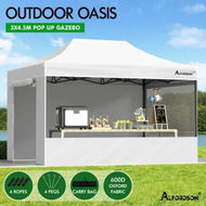 Detailed information about the product ALFORDSON Gazebo 4.5x3m Pop Up Marquee 600D Oxford Folding Camping Tent White