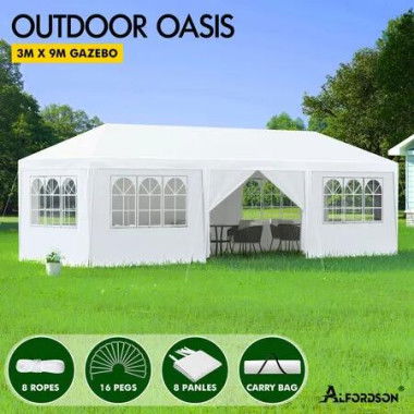 ALFORDSON Gazebo Marquee 3x9 Outdoor Party Tent Camping Portable Side Wall White