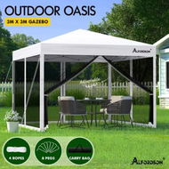 Detailed information about the product ALFORDSON Gazebo Pop Up Marquee 3x3 Outdoor Tent Party Camping Mesh Wall White