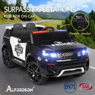 Detailed information about the product ALFORDSON Kids Police Ride On Car 12V Electric Toy Patrol Remote Control Black