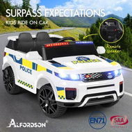 Detailed information about the product ALFORDSON Kids Police Ride On Car 12V Electric Toy Patrol Remote Control White