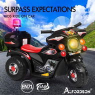 Detailed information about the product ALFORDSON Kids Ride On Car Police Motorcycle 6V Electric Toy 25W Motor MP3 Black