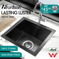 Detailed information about the product ALFORDSON Kitchen Sink Stainless Steel Drop in Flush Under Mount 340X310MM Black