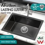 Detailed information about the product ALFORDSON Kitchen Sink Stainless Steel Drop in Flush Under Mount 450X300MM Black